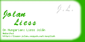 jolan liess business card